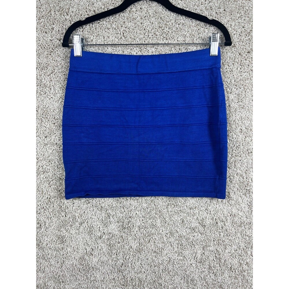 Ambiance Women Blue Stretch Mini Skirt Bodycon Casual Size L